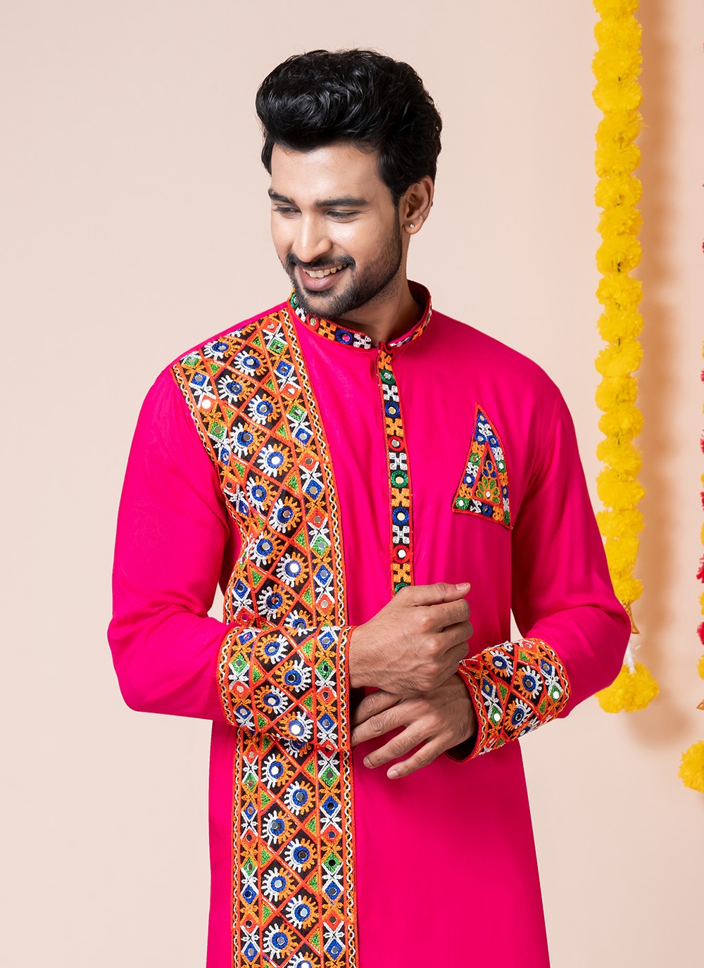 Lace Rayon Pink Kurta Pyjama - M8301