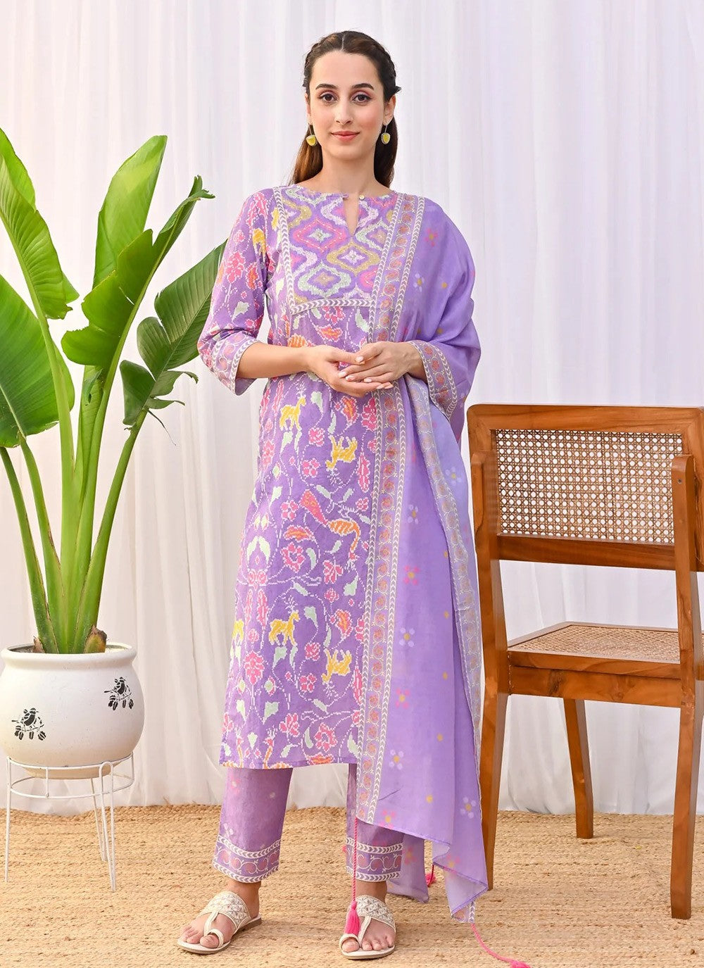 Embroidered Rayon Pant Style Suit - T4796