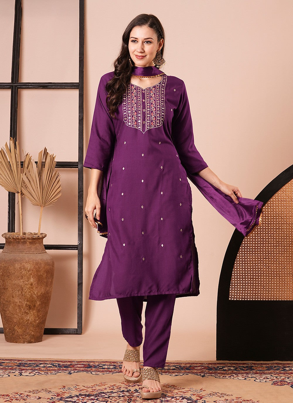 Chanderi Salwar Suit - T4168