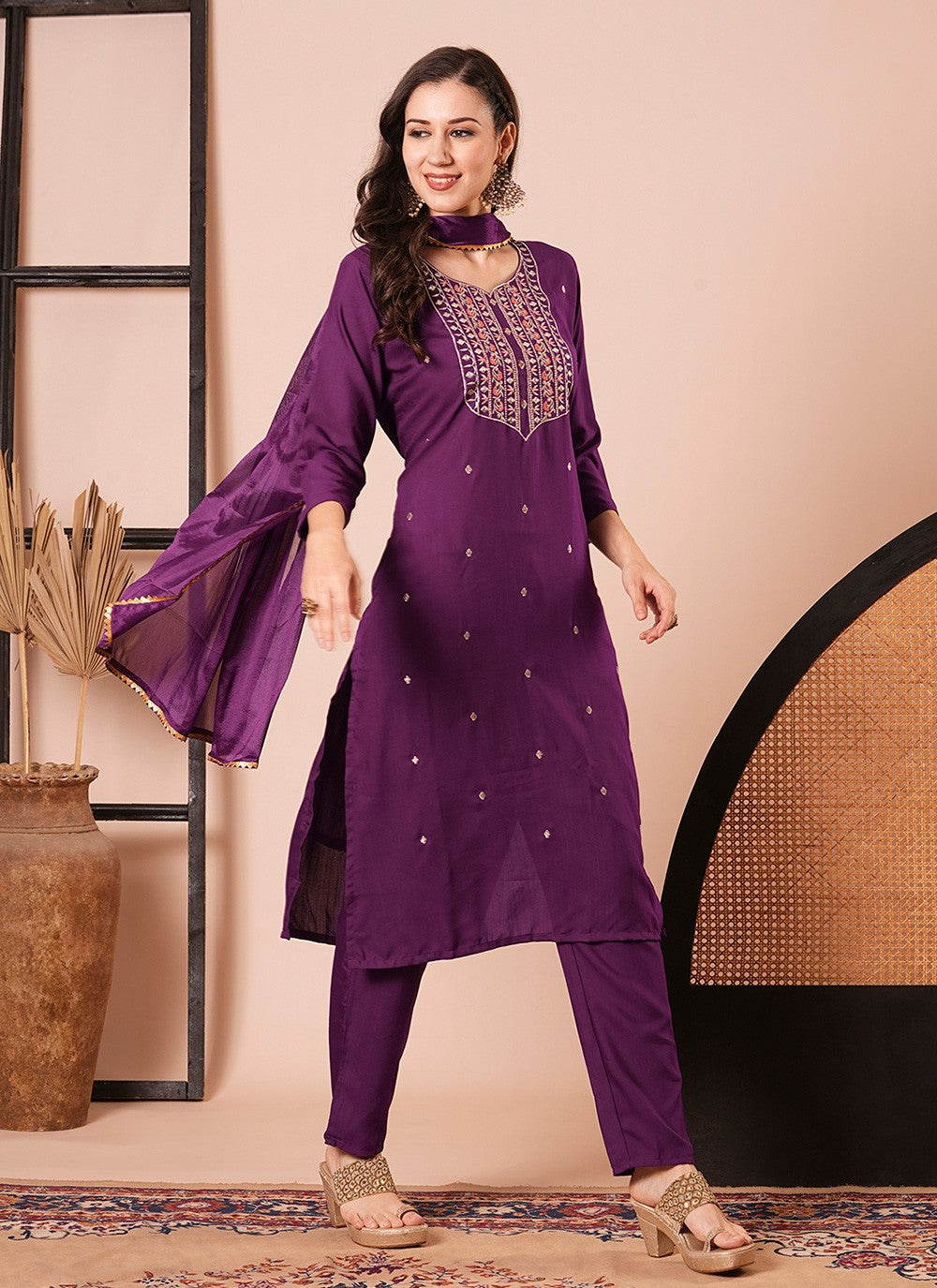 Chanderi Salwar Suit - T4168