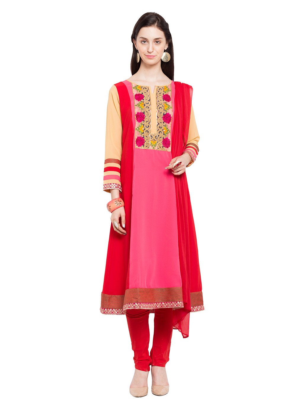 Faux Georgette Churidar Suit - T358