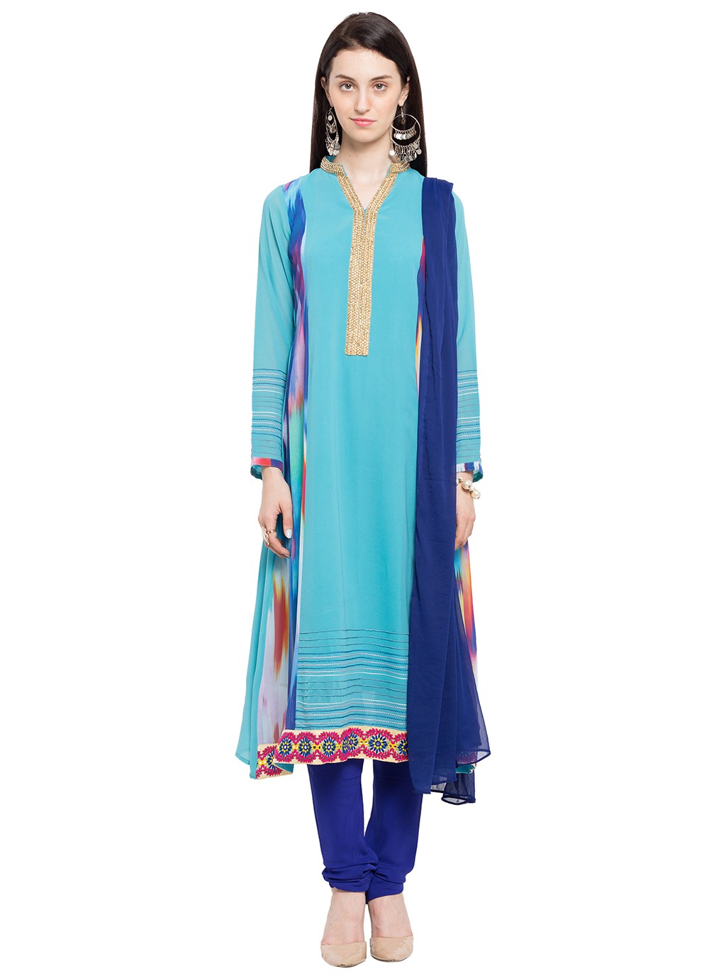 Faux Georgette Churidar Suit - T358