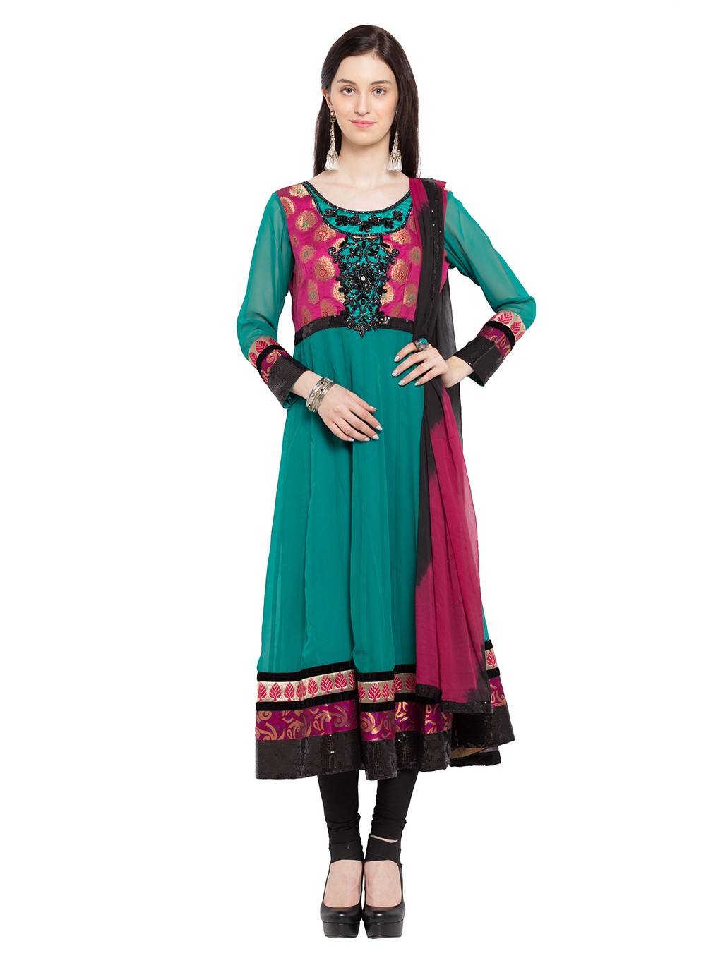 Faux Georgette Anarkali - T275