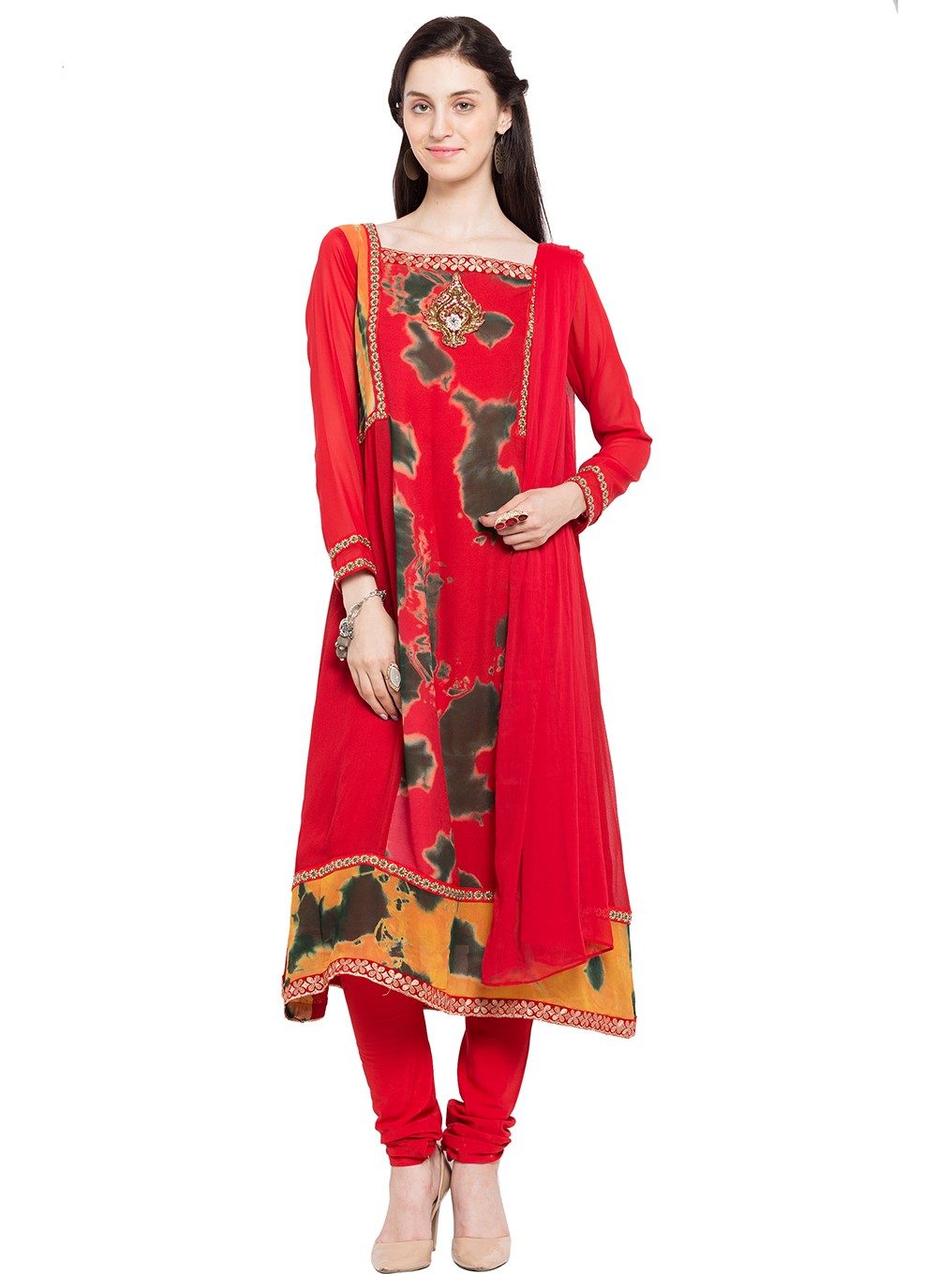 Faux Georgette Churidar Suit - T358