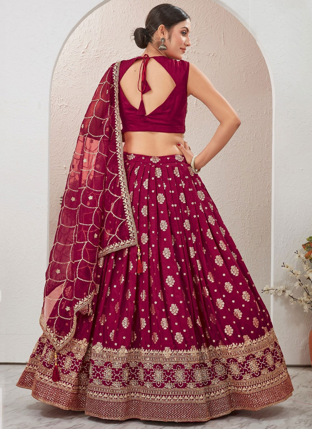 Embroidered Pure Dola Lehenga - L3088