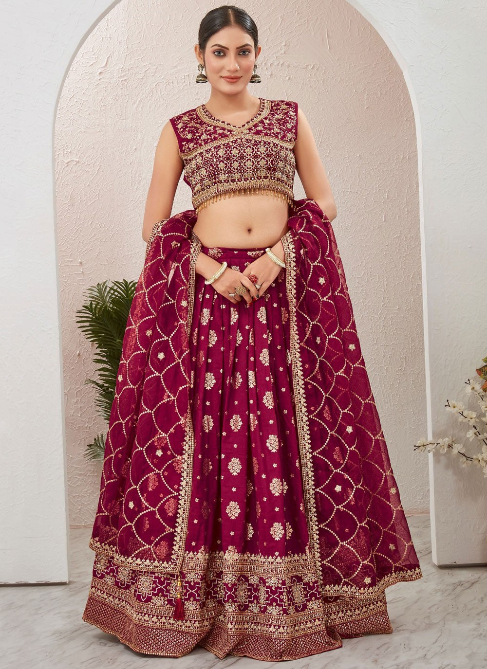 Embroidered Pure Dola Lehenga - L3088