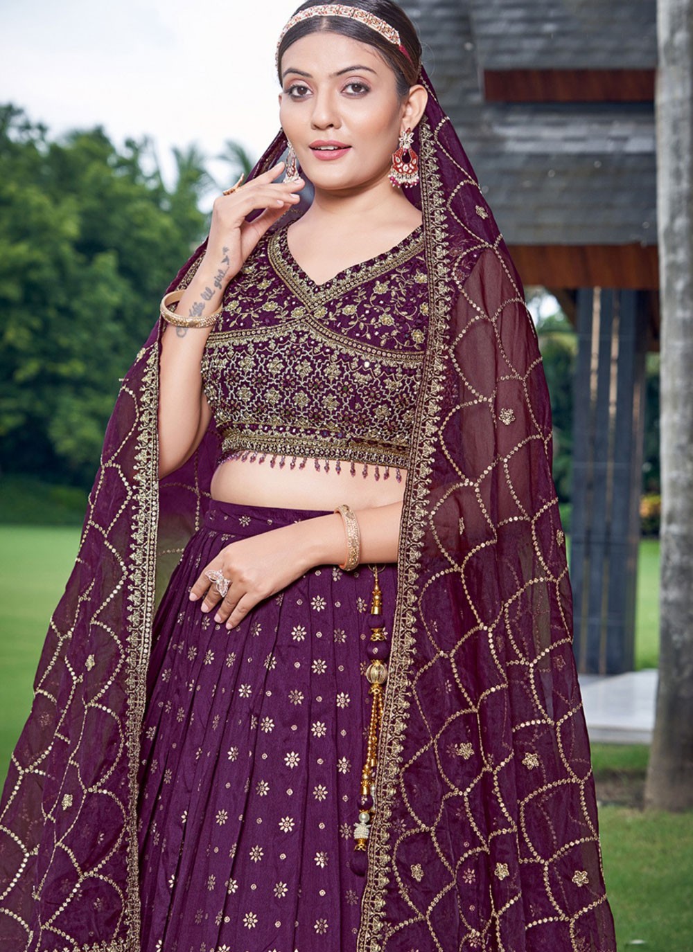 Embroidered Pure Dola Lehenga - L3088