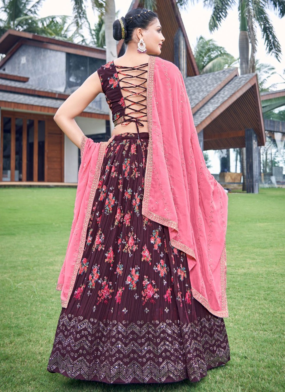 Digital Print Georgette Lehenga - L3086