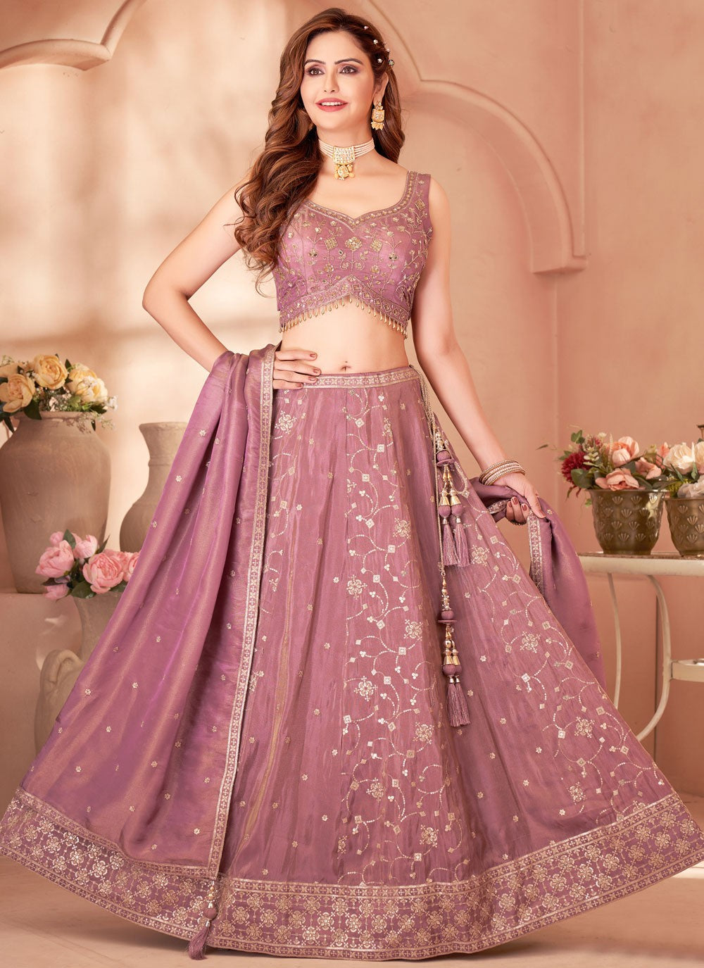 Embroidered Silk Lehenga - L3130