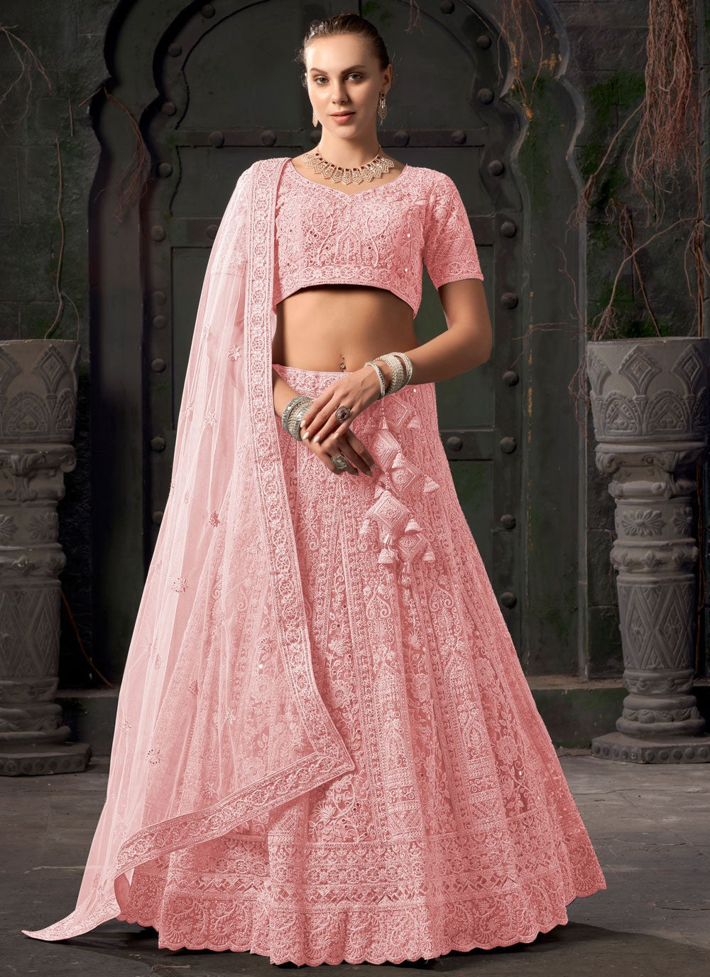 Embroidered Net Readymade Lehenga Choli - L2304