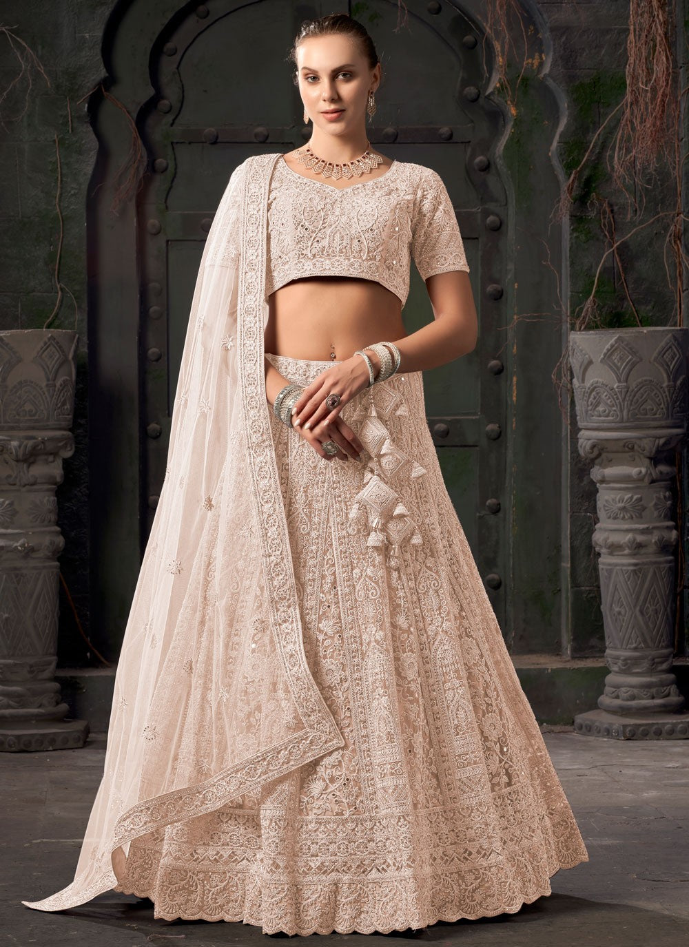 Embroidered Net Readymade Lehenga Choli - L2304