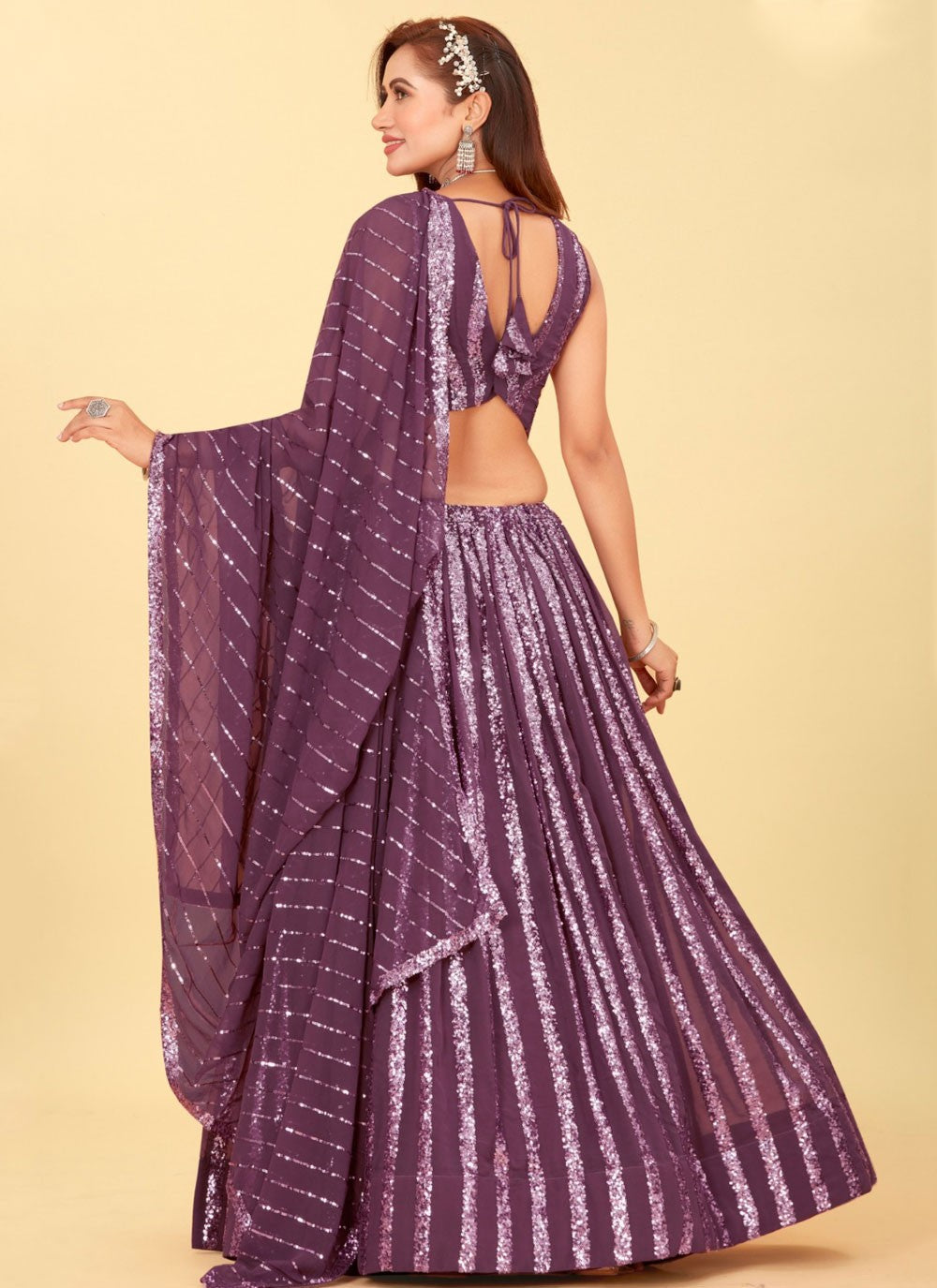 Embroidered Faux Georgette Lehenga - L3081