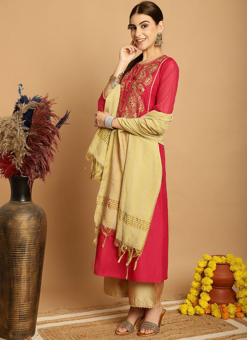 Chanderi Salwar Suit - T1898