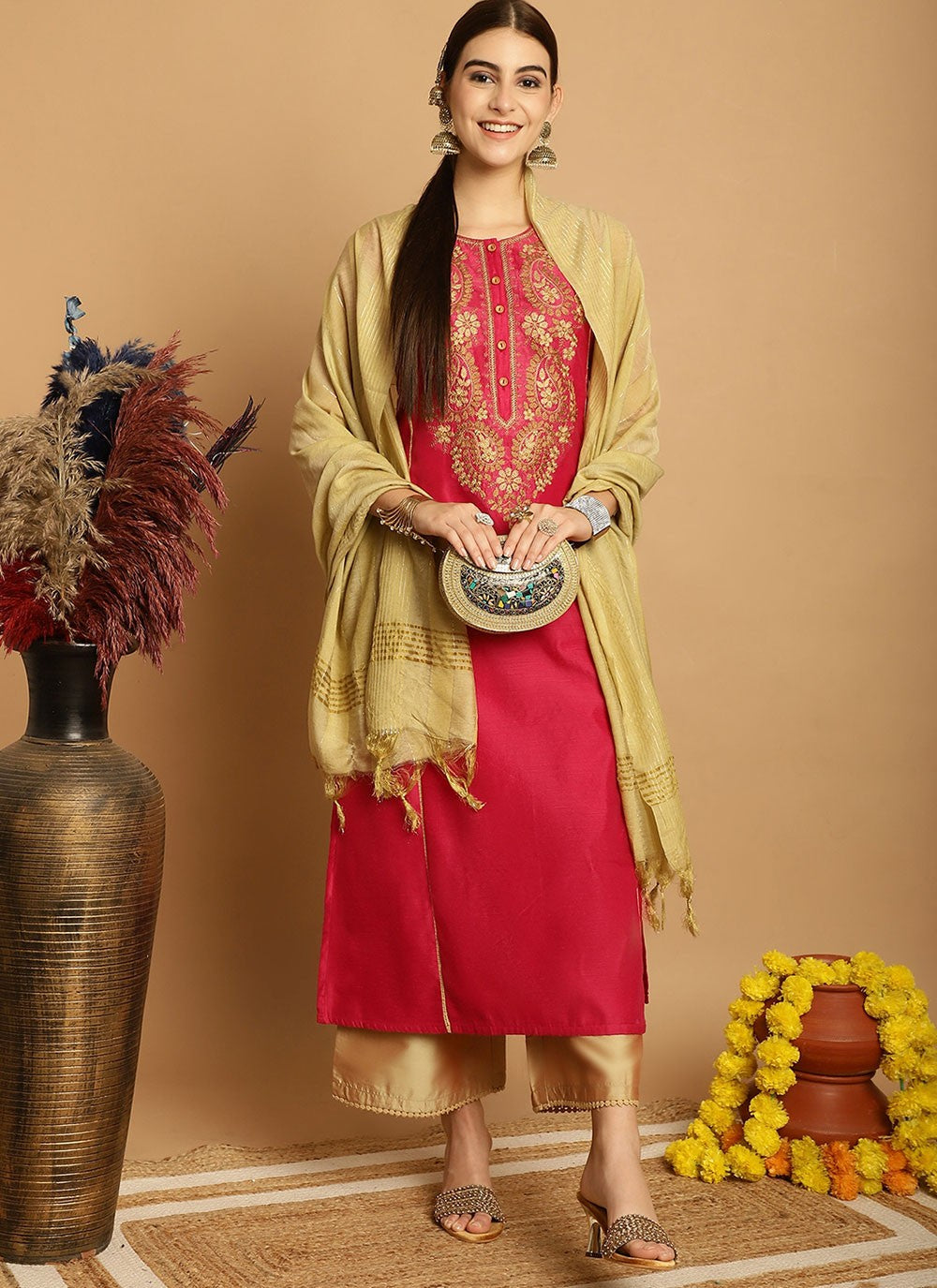 Chanderi Salwar Suit - T1898