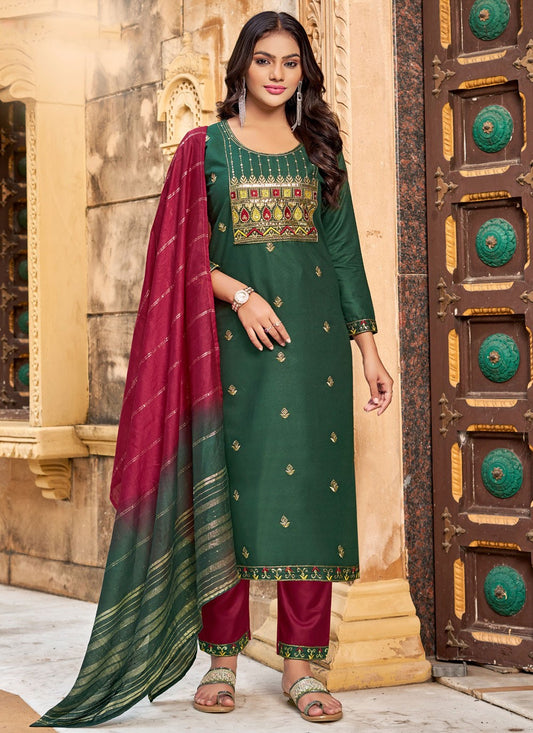 Embroidered Rayon Pant Style Suit - T4747