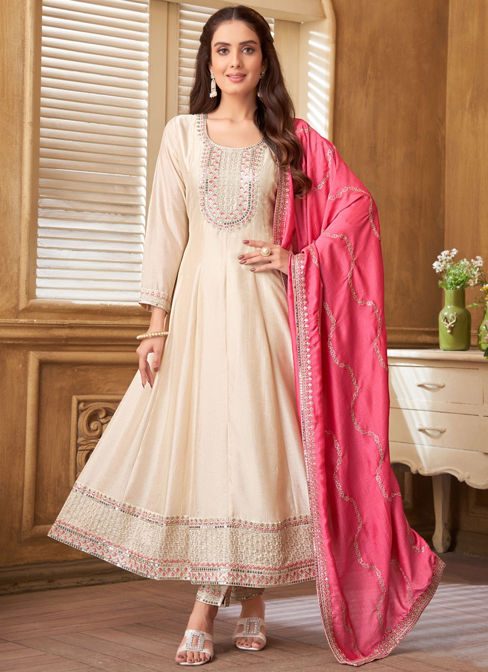 Embroidered Silk Salwar Suit - T4284