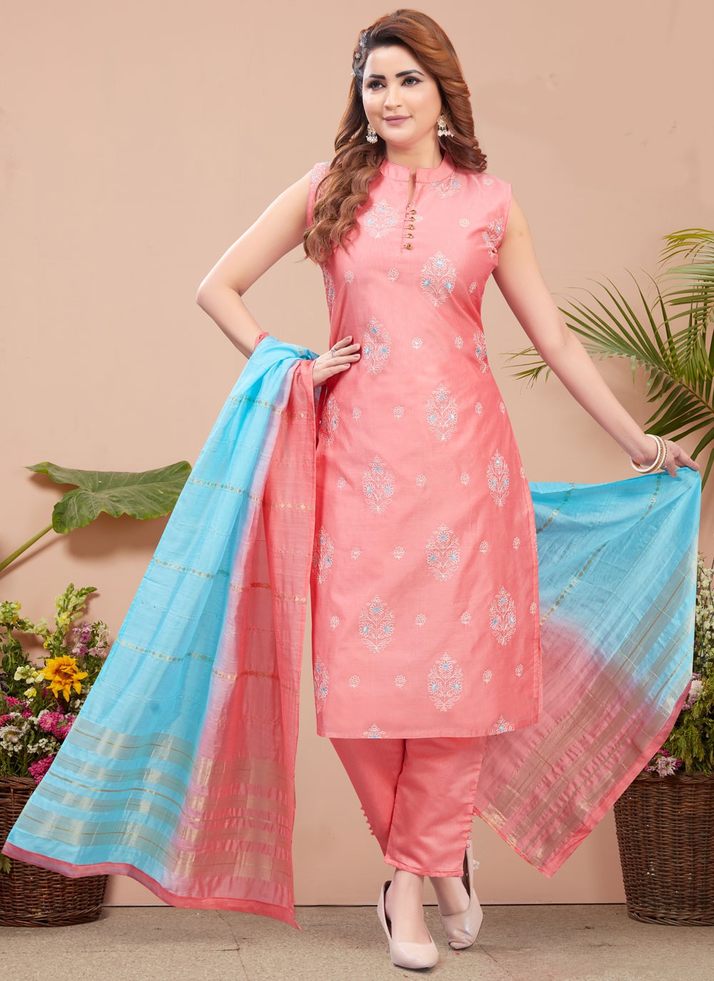 Embroidered Silk Salwar Suit - T4353