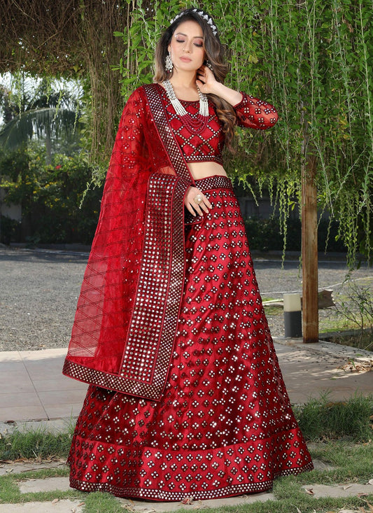 Embroidered Net A - Line Lehenga - L0760