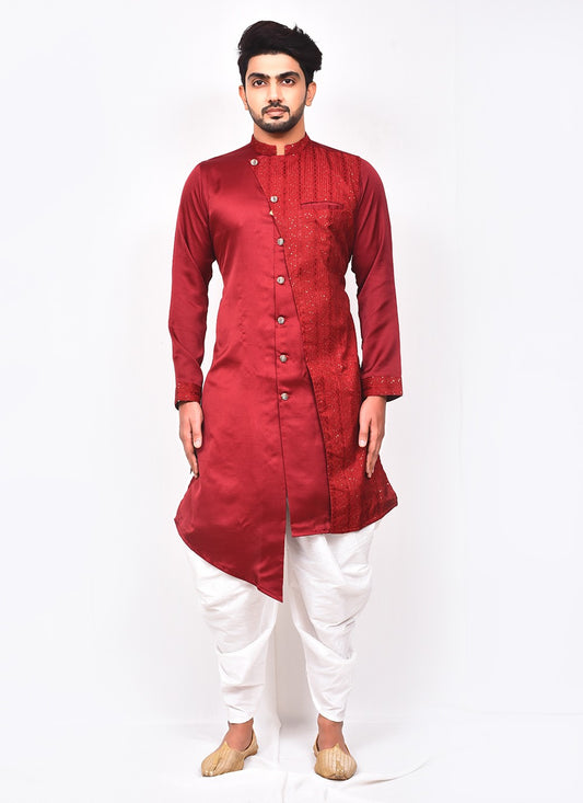 Buttons Art Silk Red Indo Western - M3251