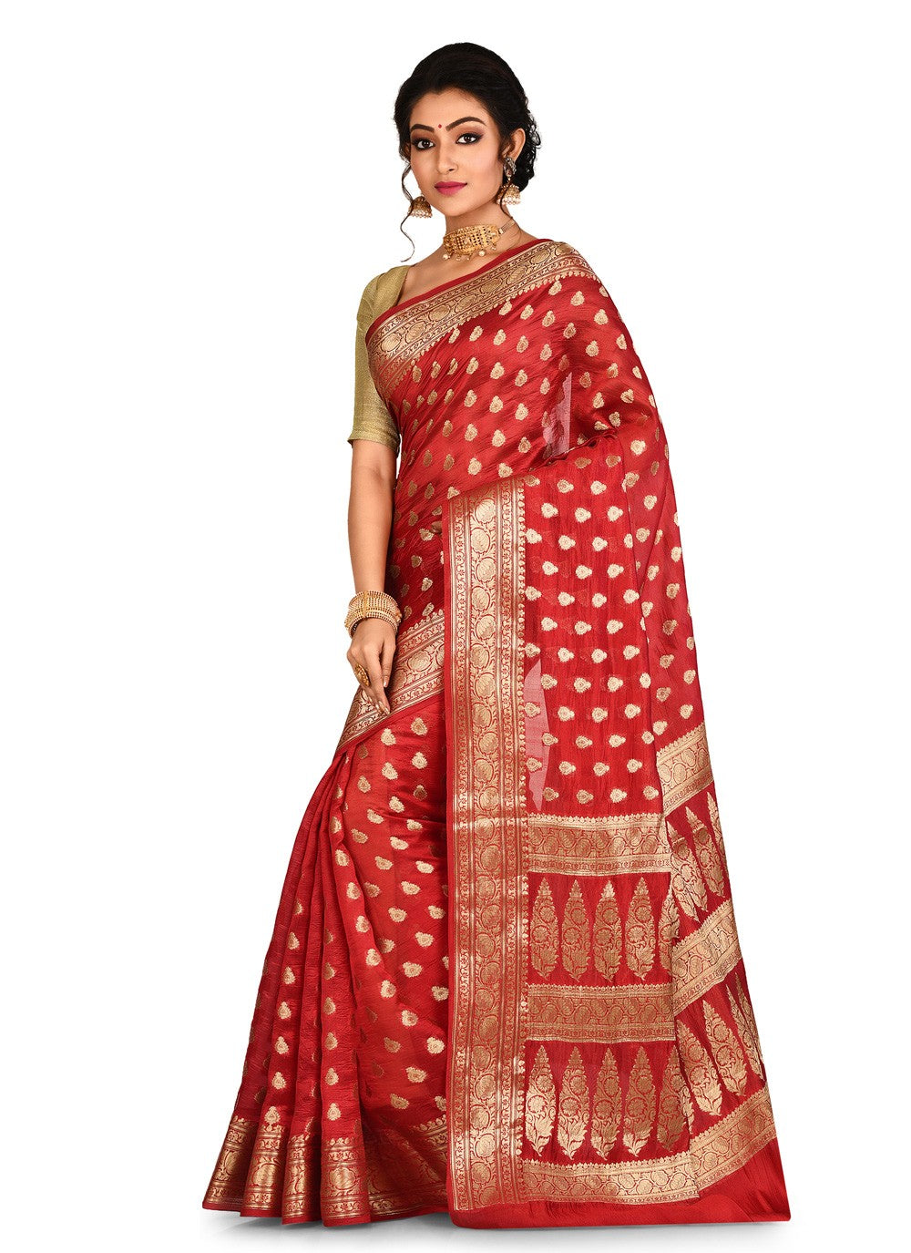 Contemporary Weaving Zari Banarasi Silk Saree - S0376