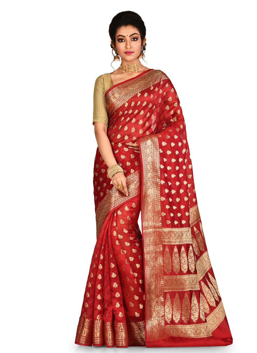 Contemporary Weaving Zari Banarasi Silk Saree - S0376