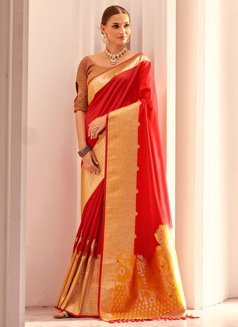 Classic Border Work Silk Saree - S9165