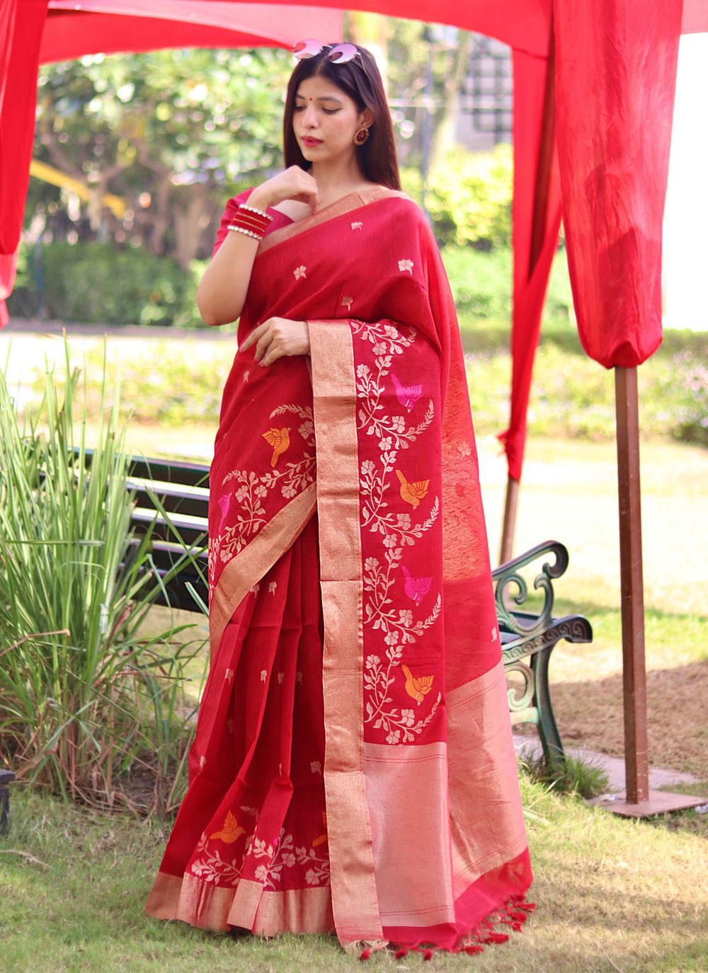 Trendy Woven Cotton Silk Saree - S4316