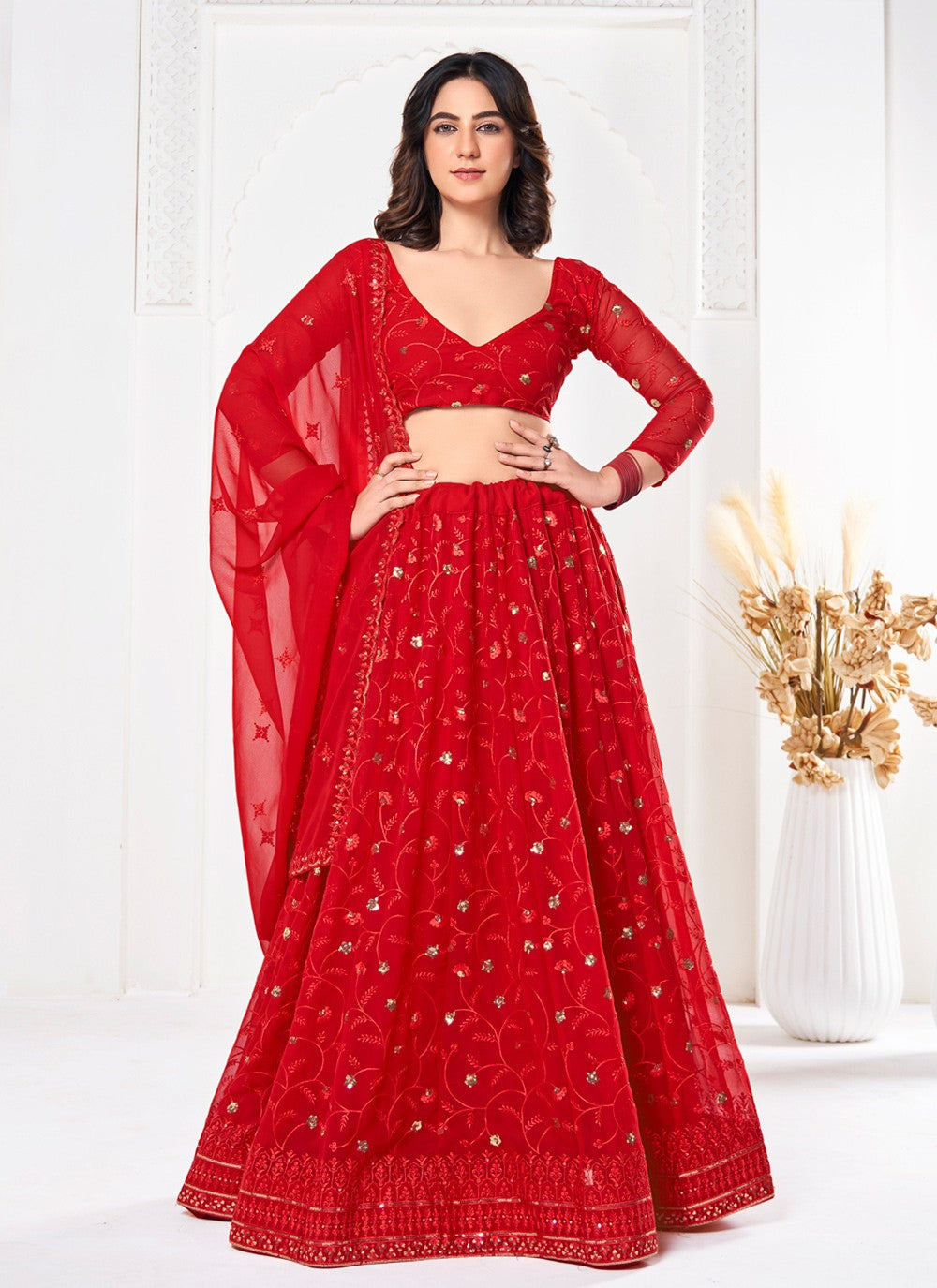 Embroidered Georgette A - Line Lehenga - L2294