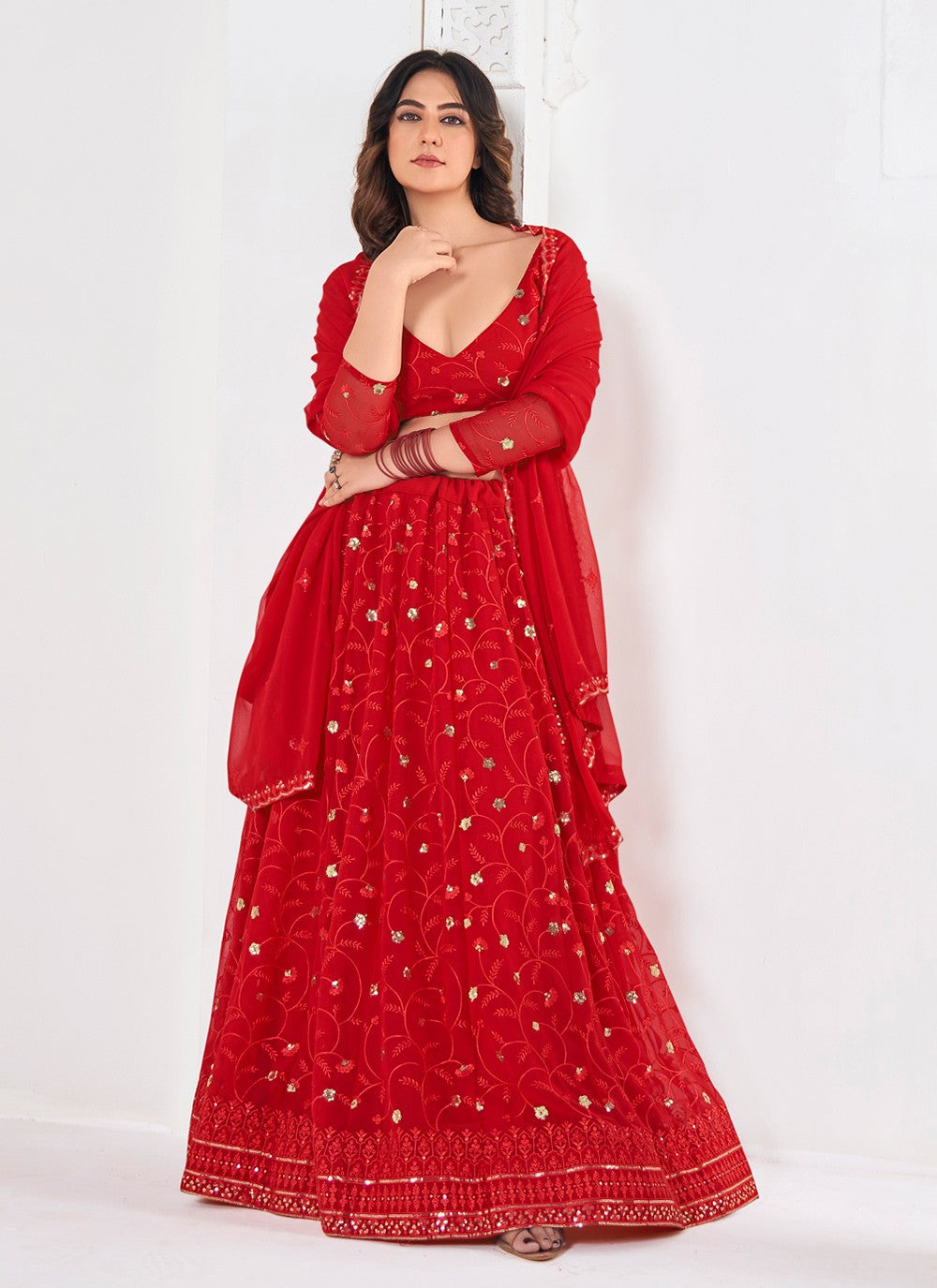 Embroidered Georgette A - Line Lehenga - L2294