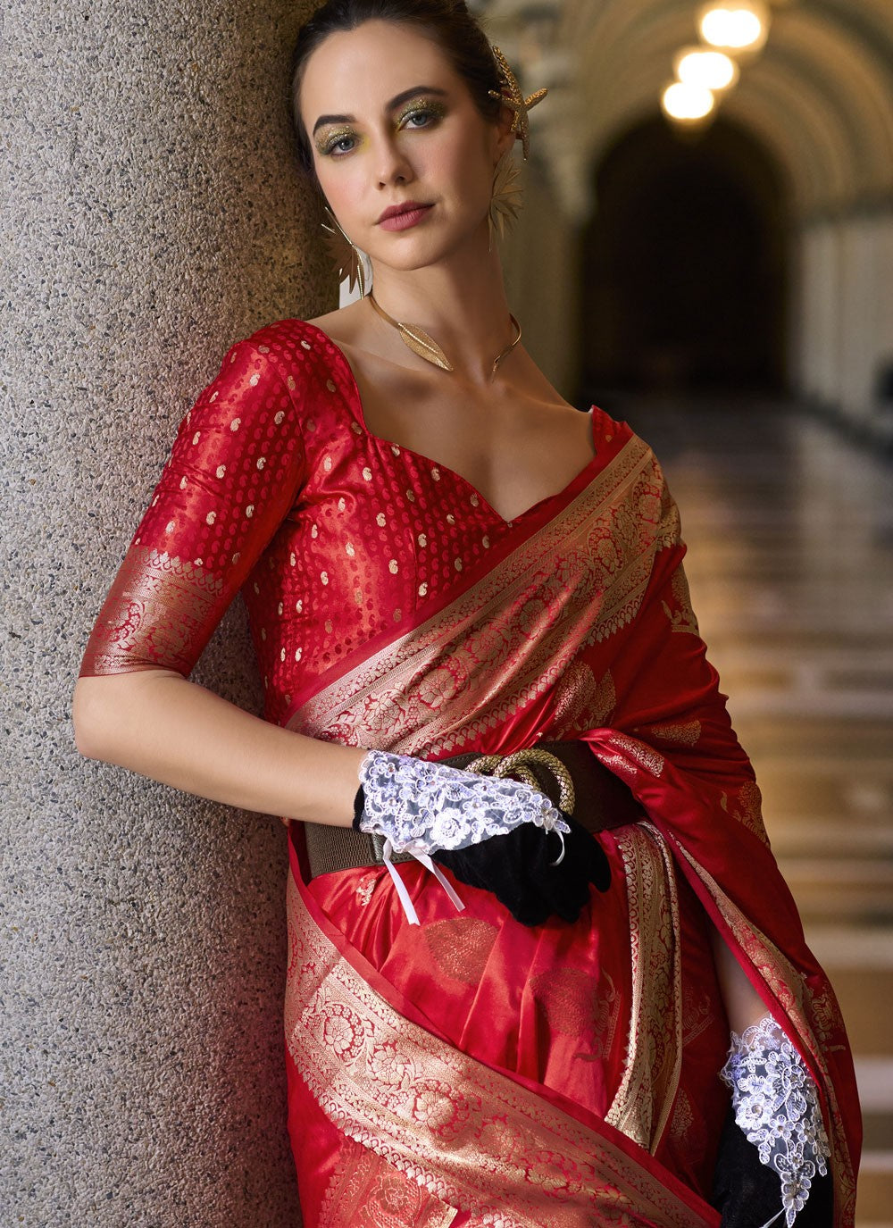 Classic Weaving Zari Satin Silk Saree - S9129