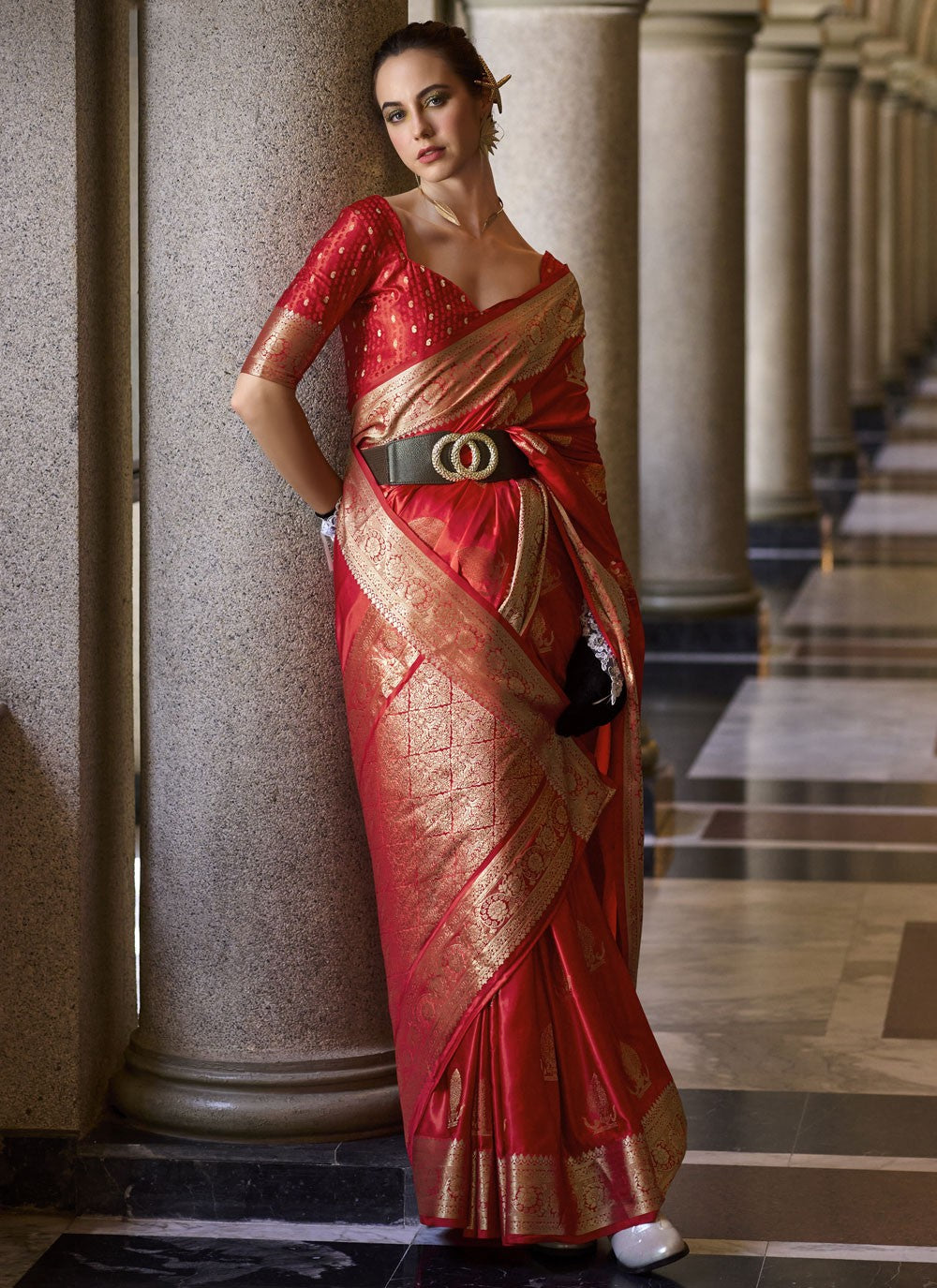 Classic Weaving Zari Satin Silk Saree - S9129