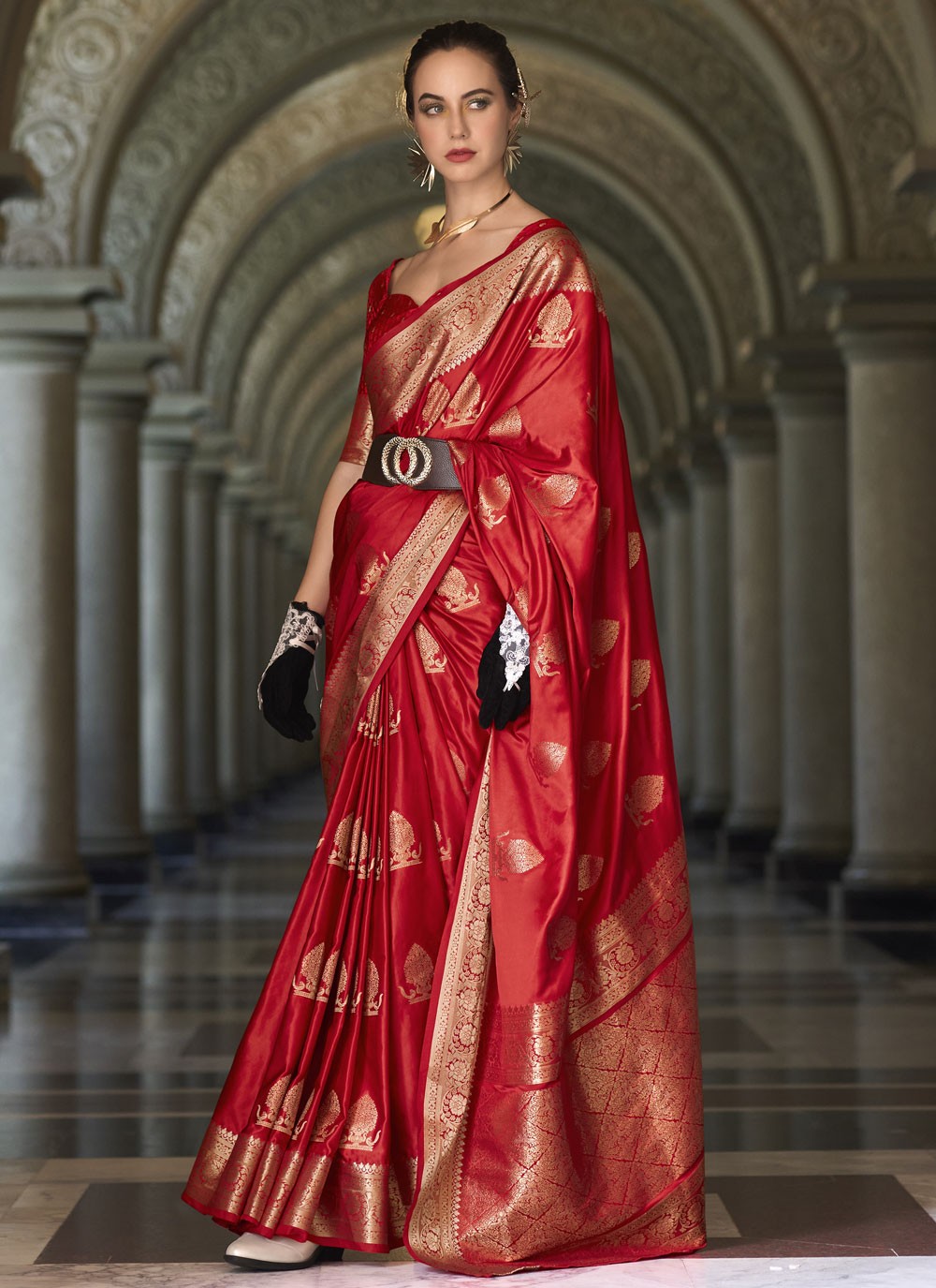 Classic Weaving Zari Satin Silk Saree - S9129