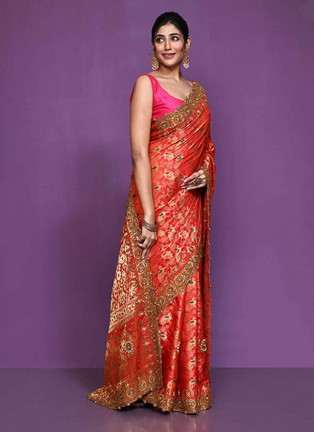 Classic Embroidered Shimmer Saree - S6521