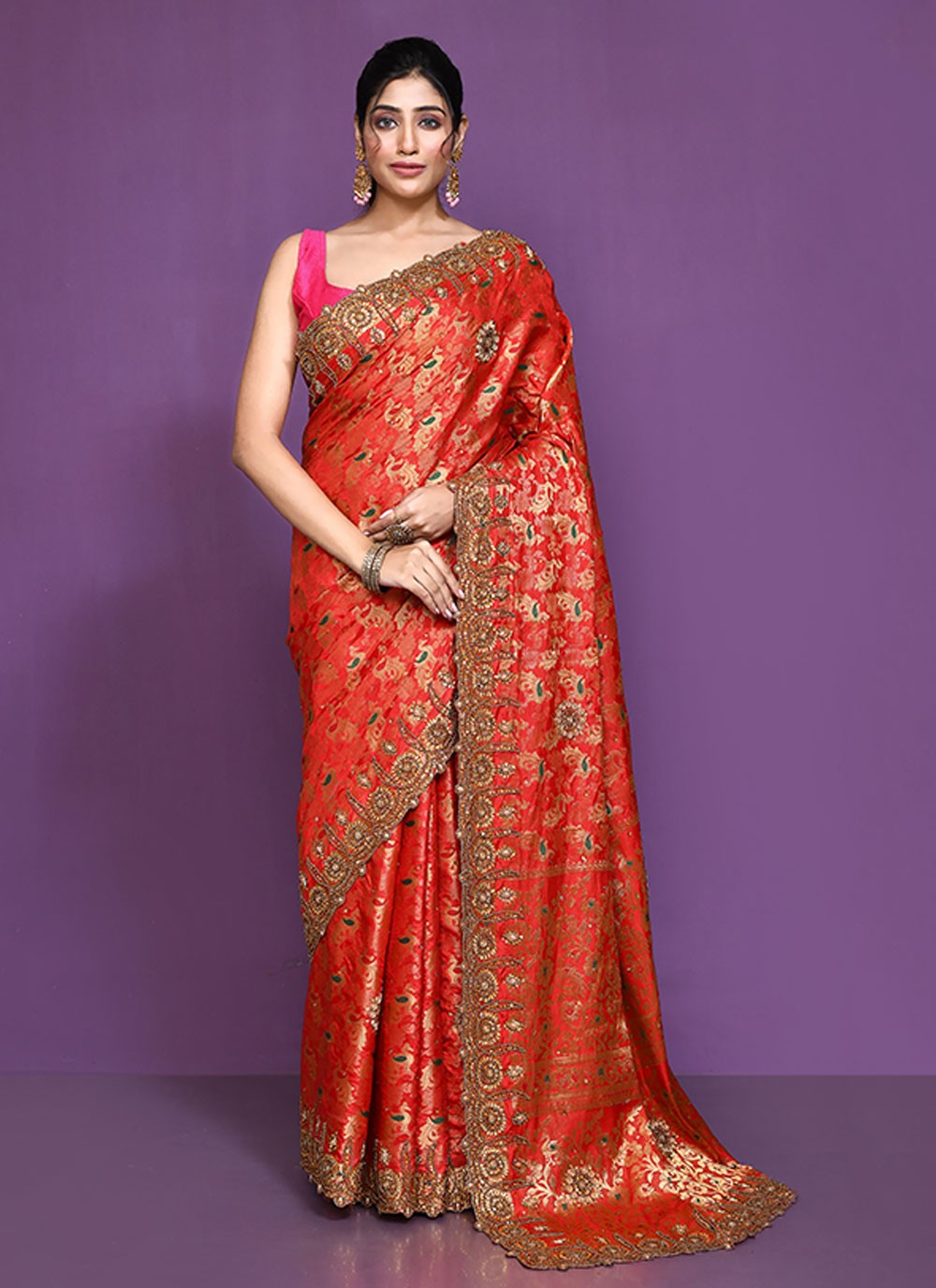 Classic Embroidered Shimmer Saree - S6521