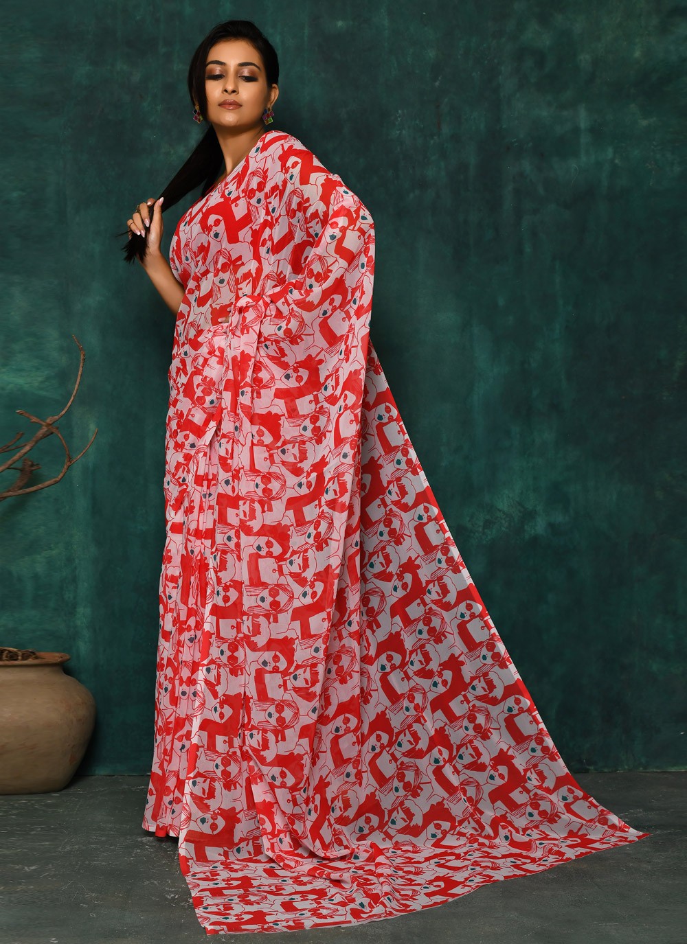 Classic Digital Print Faux Georgette Saree - S2174