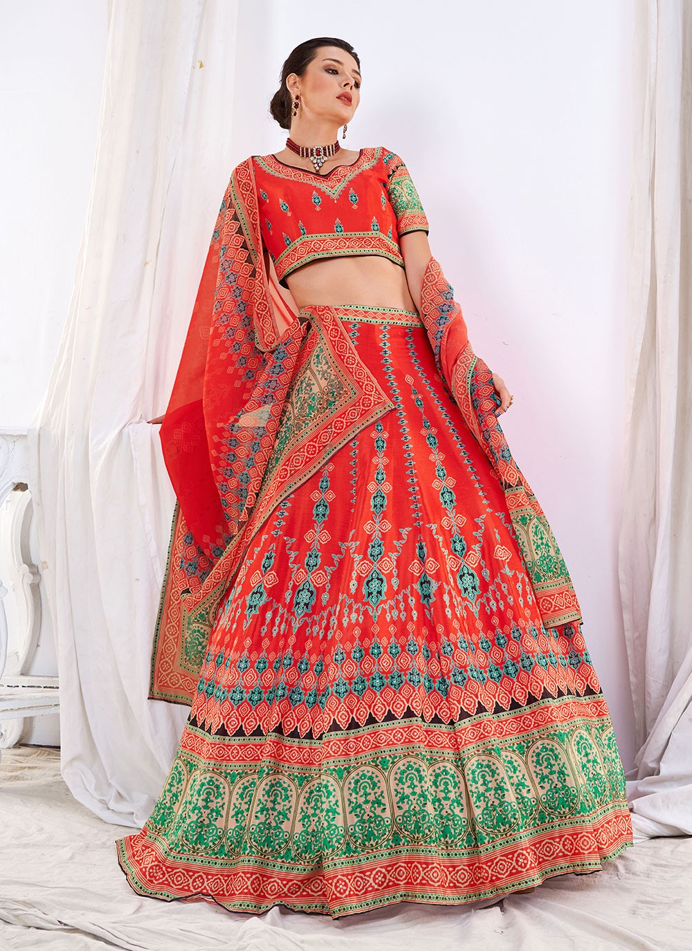 Digital Print Chinon A - Line Lehenga - L0511