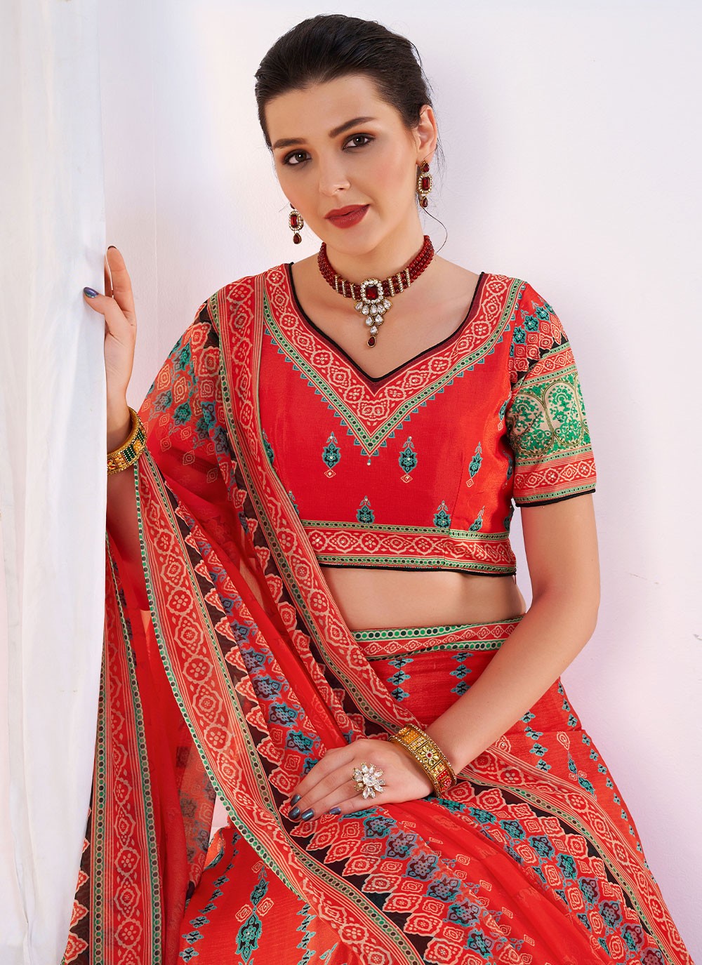 Digital Print Chinon A - Line Lehenga - L0511