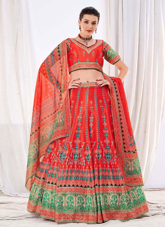 Digital Print Chinon A - Line Lehenga - L0511