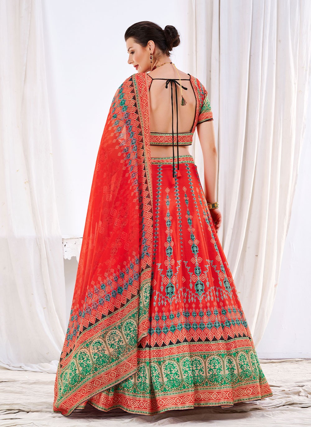 Digital Print Chinon A - Line Lehenga - L0511