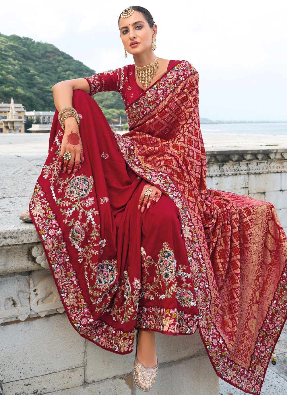 Classic Embroidered Kanjivaram Silk Cream Saree - S10755