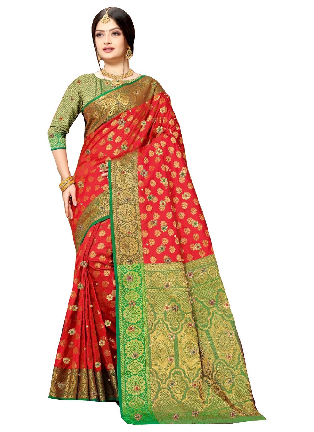 Contemporary Weaving Zari Kanjivaram Silk Saree - S0793