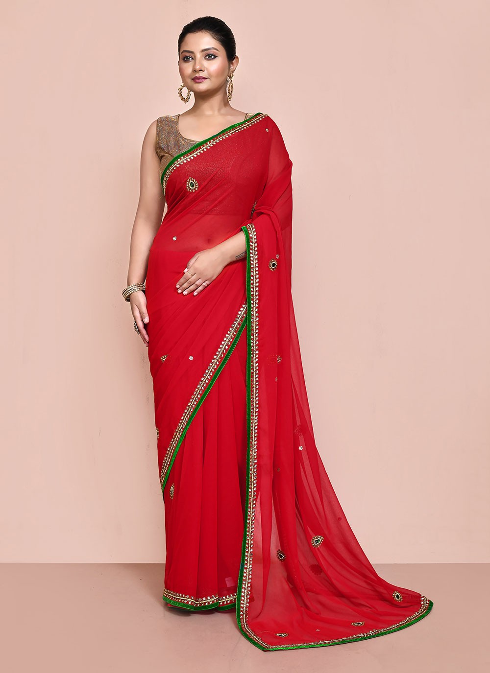 Classic Embroidered Shimmer Saree - S6521