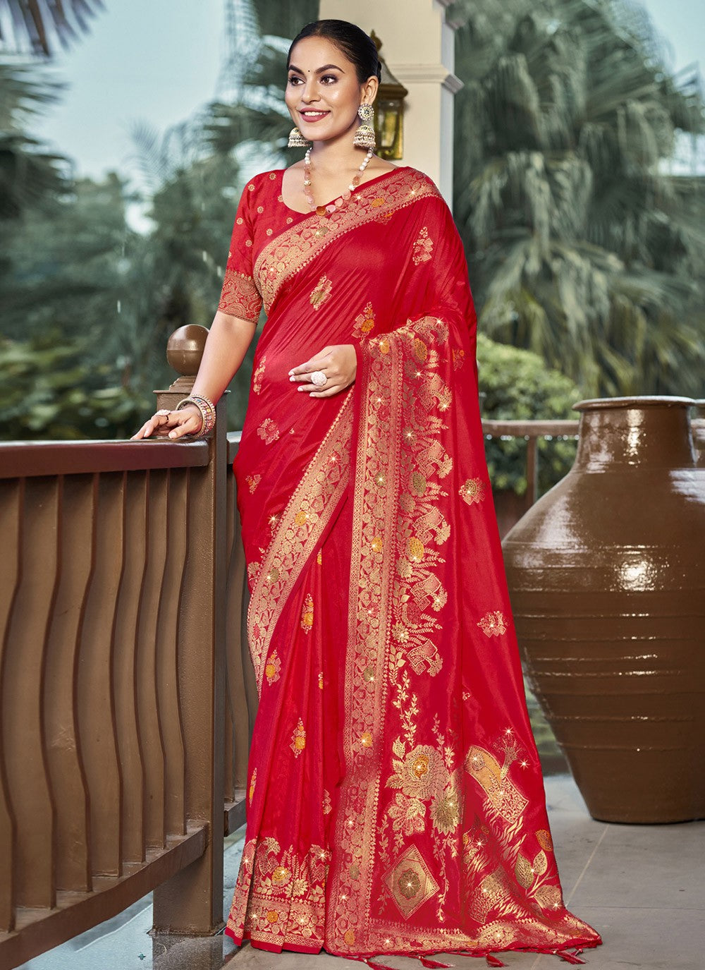 Trendy Printed Silk Saree - S9913