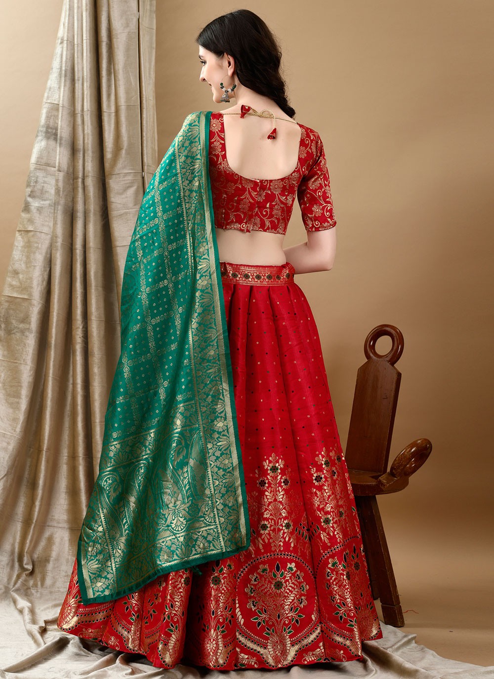 Jacquard Work Jacquard Silk A - Line Lehenga - L2180