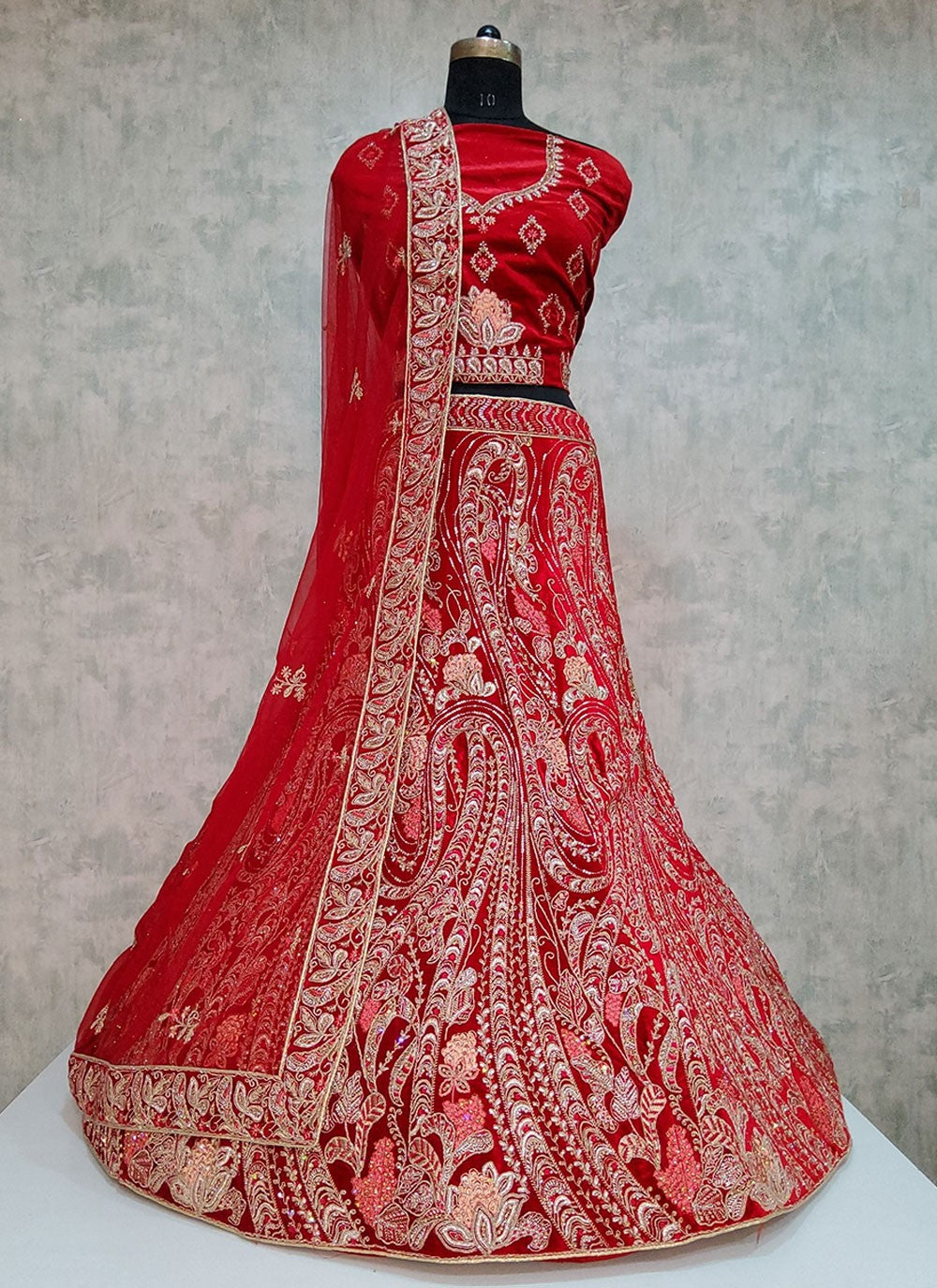 Embroidered Velvet A - Line Lehenga - L1919