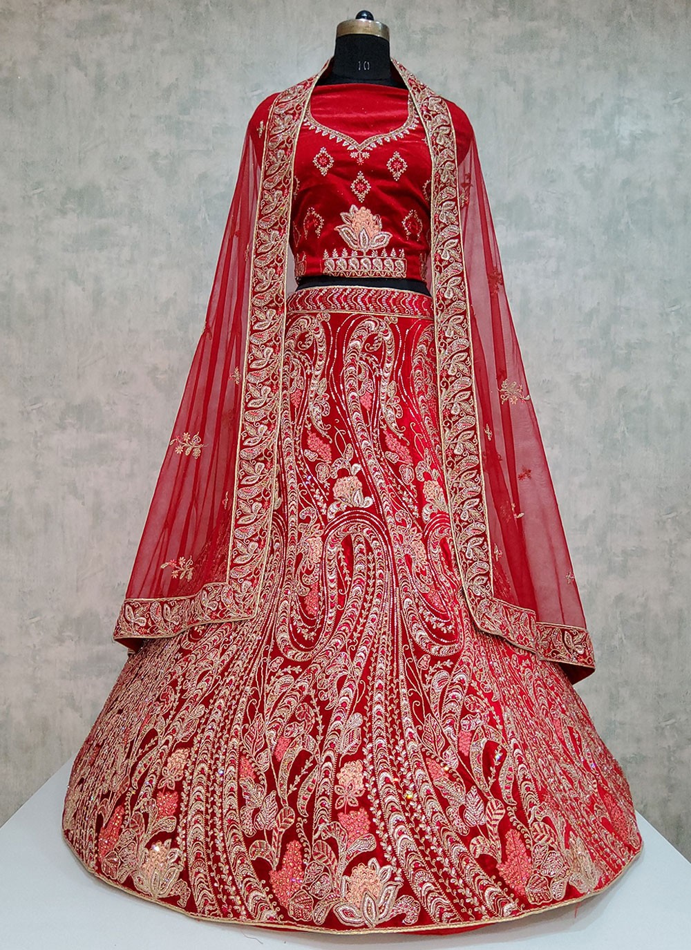 Embroidered Velvet A - Line Lehenga - L1919