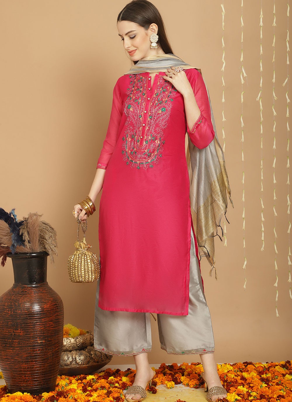 Chanderi Salwar Suit - T1781