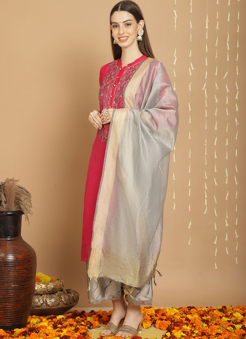 Chanderi Salwar Suit - T1781