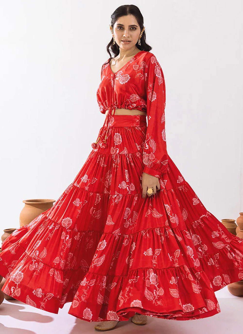 Digital Print Chinon Readymade Lehenga Choli - L2400