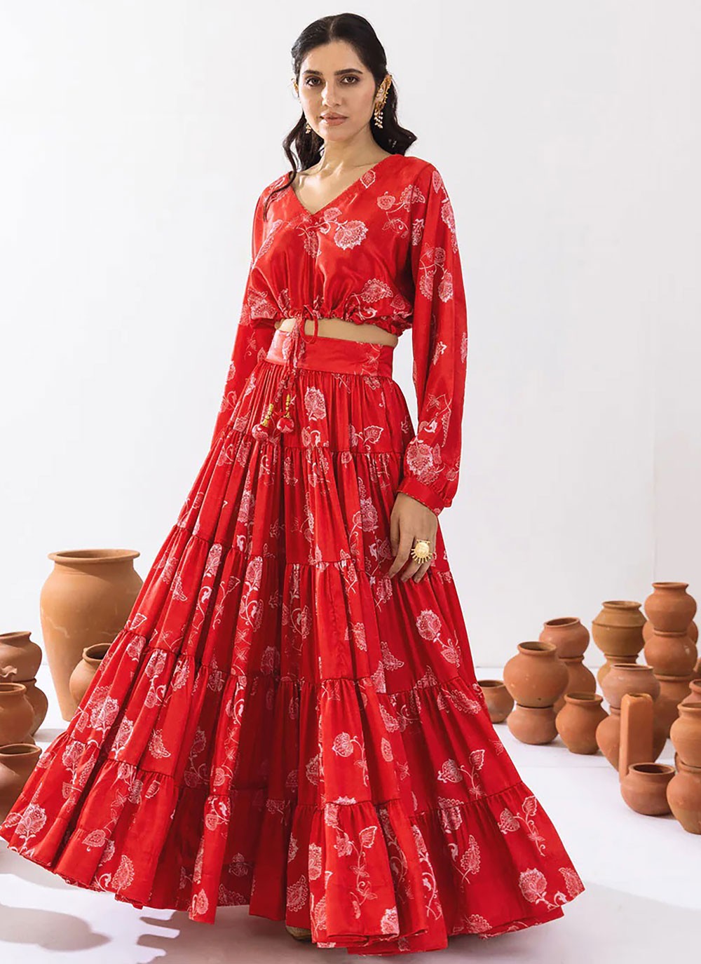 Digital Print Chinon Readymade Lehenga Choli - L2400